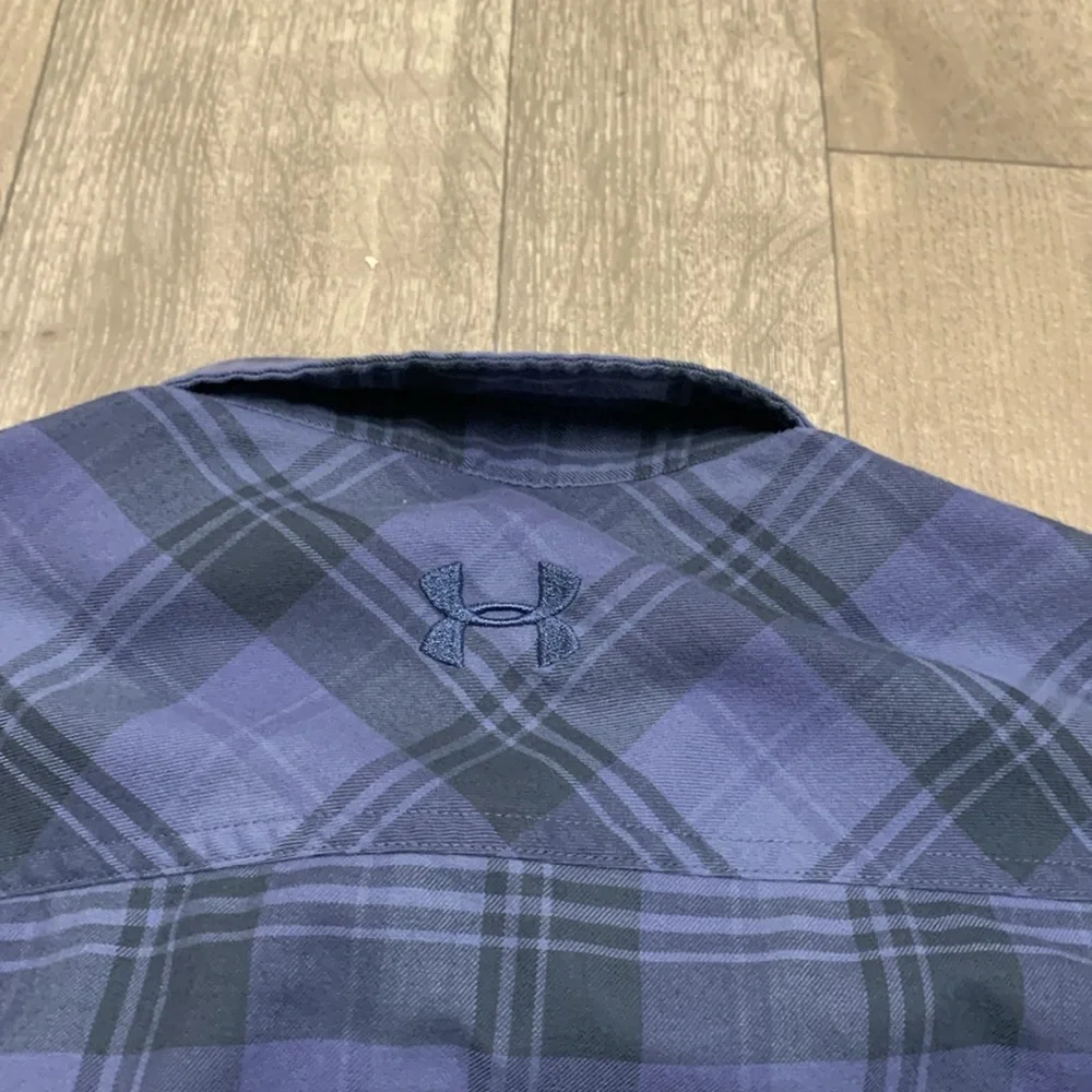 Mens Under‎ Armour Fitted Plaid Button Up Long Sleeve Top Shirt